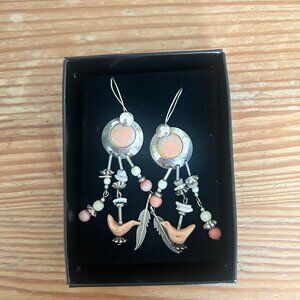 Vintage Navajo Handcrafted Sterling Silver Fetish Dangle Earrings